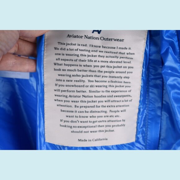 Aviator Nation 5-Stripe Vest Women's Large Glossy Blue Full Zip Sunburst $398 - Picture 11 of 16